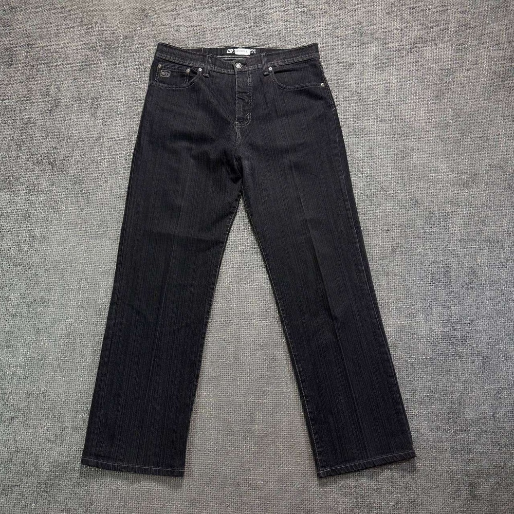 vintage Point Zero Jeans Mens 34x30 Black Striated Y2K Straight Leg Denim 1058